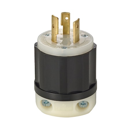 Leviton Straight Blade Plug, L10-20P, 20 A, 125/250V AC, 3 Pole, Screw Terminals, Non-Grounded 02361-0PB